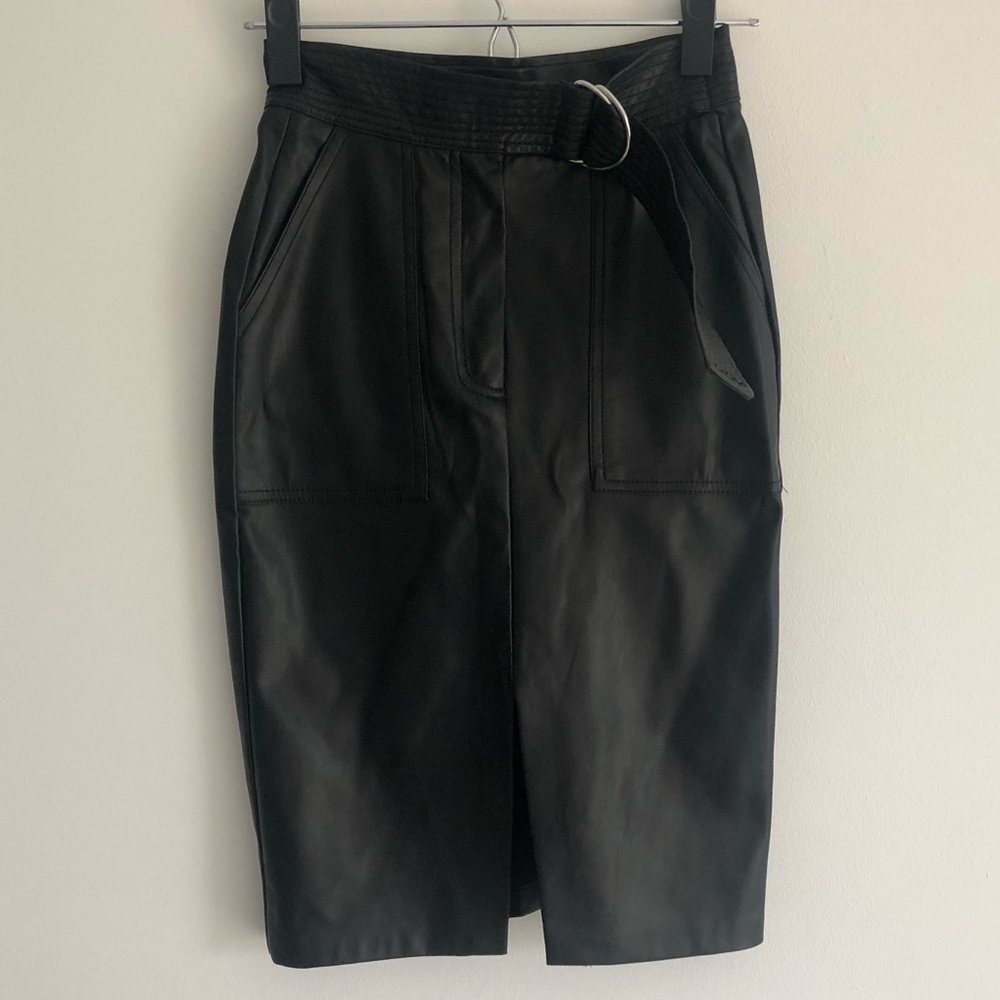 Bershka Black Vegan Leather Pencil Skirt